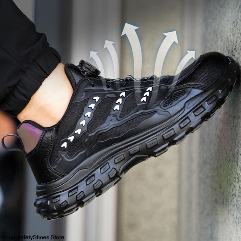 Breathable Black Lightweight Men For Work Women Steel Toe Shoes Puncture-Proof Safety Sneakers 20d7