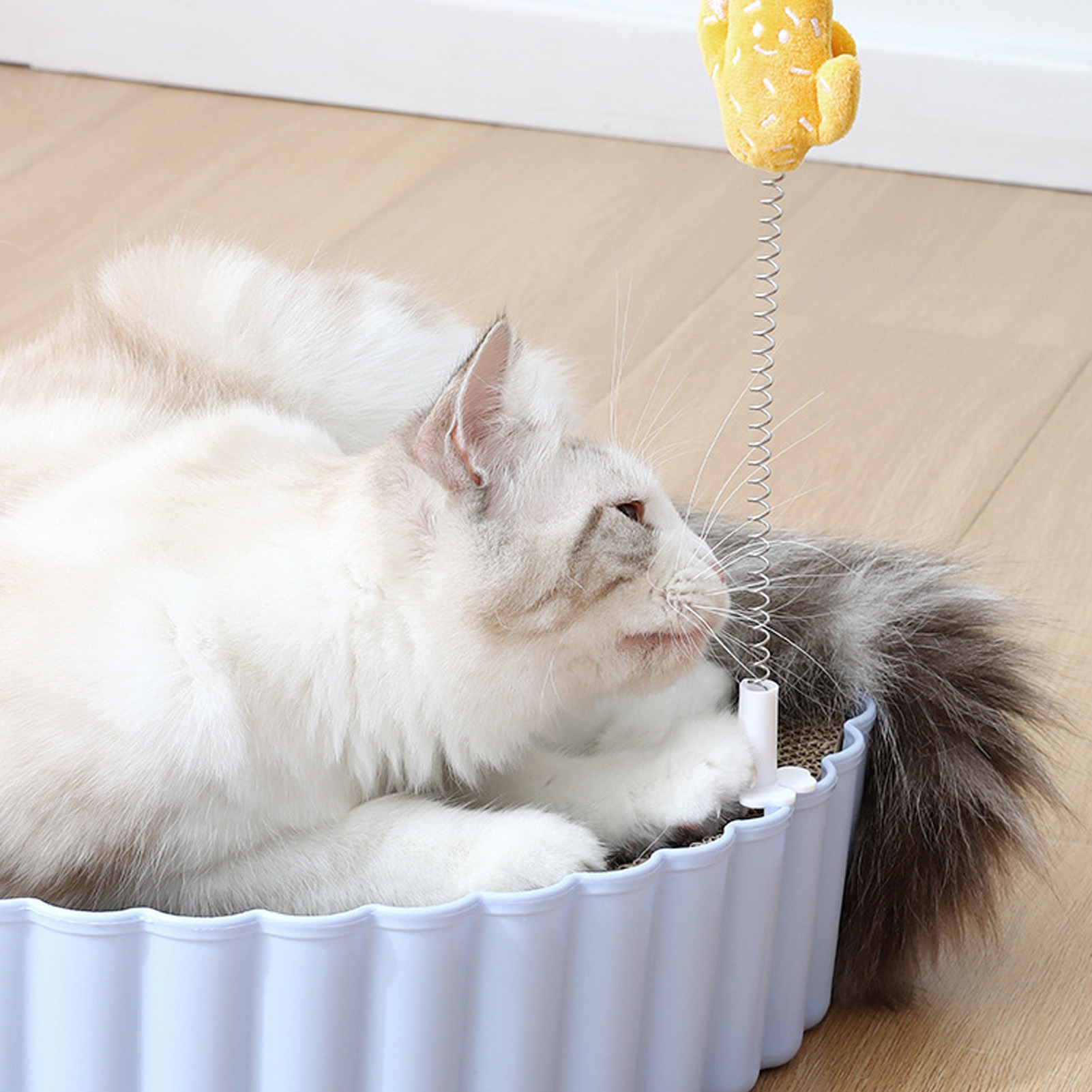 Cat Teaser Stick Metal Wire Spring Cat Toy Plush Teaser Wand Toy With Cartoon Doll