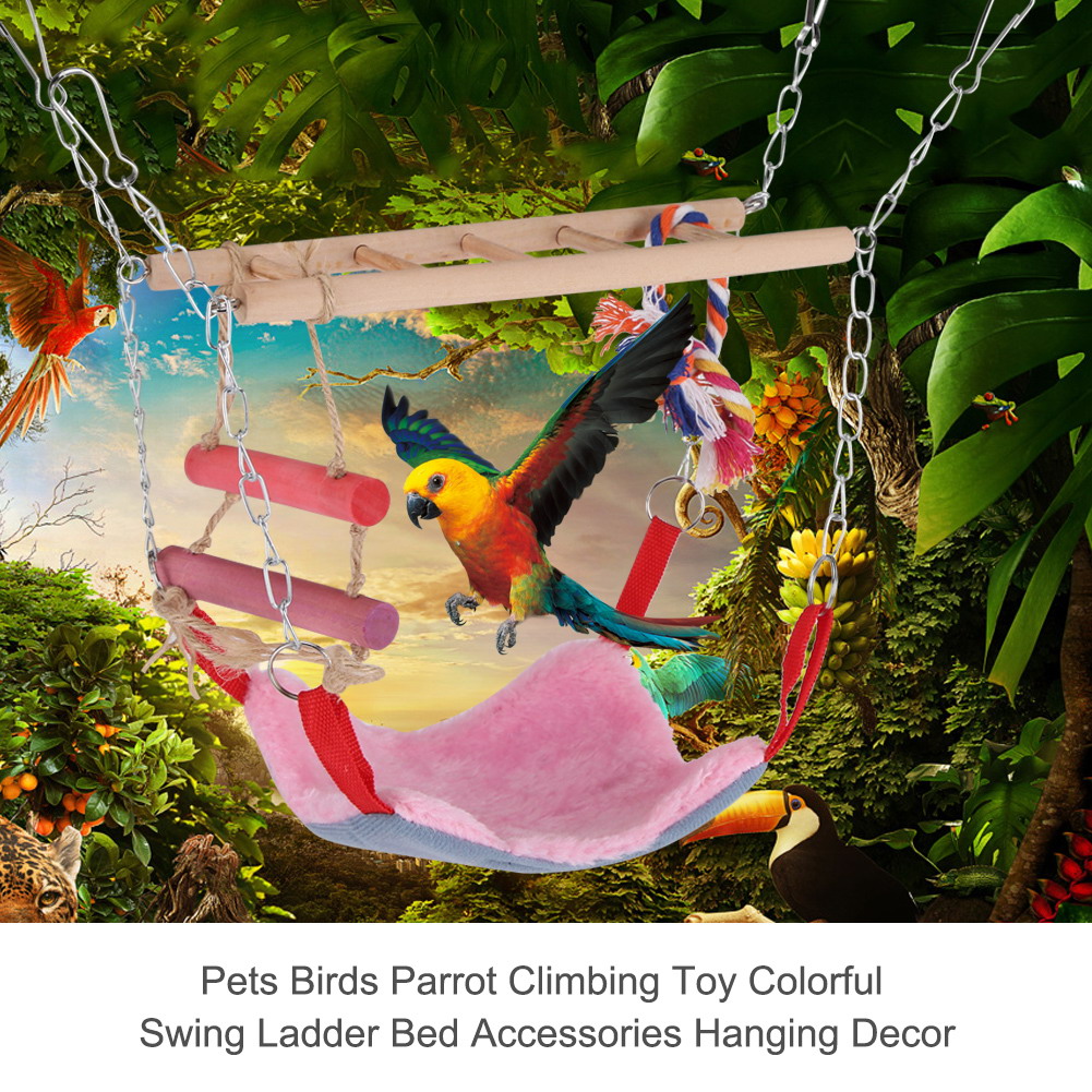 Pets Birds Parrot Climbing Toy Colorful Swing Ladder Bed Accessories Hanging Decor