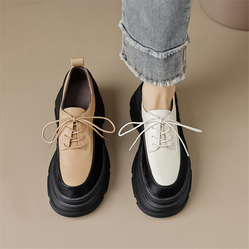 2025 new Horsehair Winter Sheepskin Loafers Round Toe Pumps Platform for Women Concise Ladies Shoes Mixed Color High Heels cf25