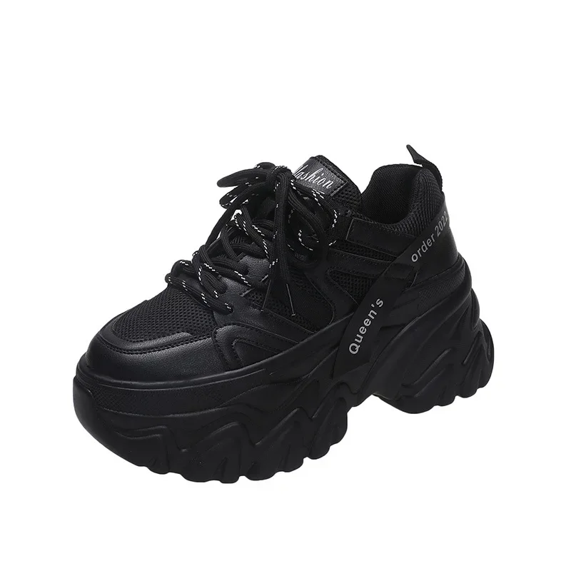 Women's Pink Chunky Sneakers Breathable Platform Sports Shoes Woman Lace Up Thick Sole Casual Shoes Zapatillas Mujer 2024