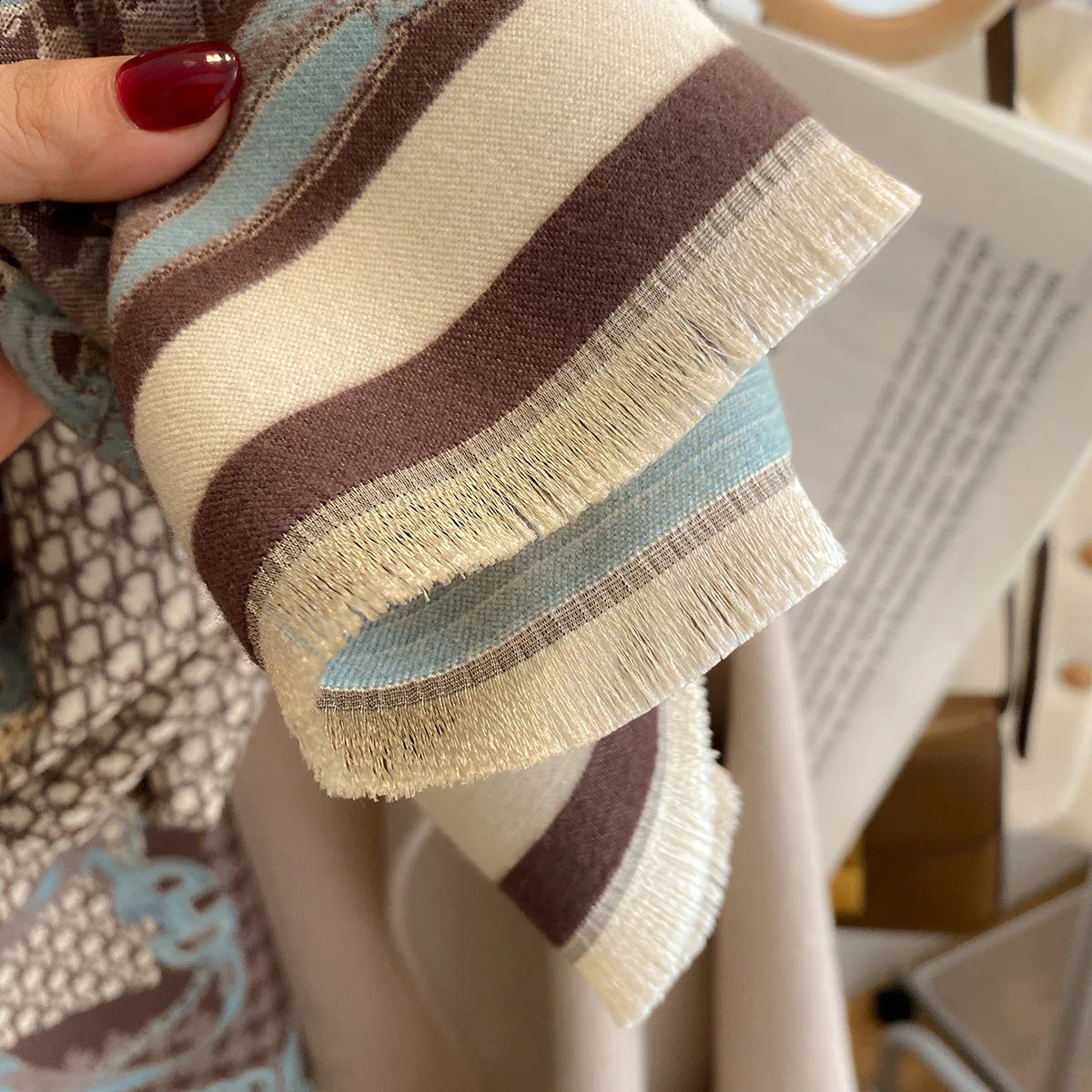 Warm Winter Scarf Womens Fashion Print Cashmere Shawl Thick Wrap Office Blanket Womens 240909