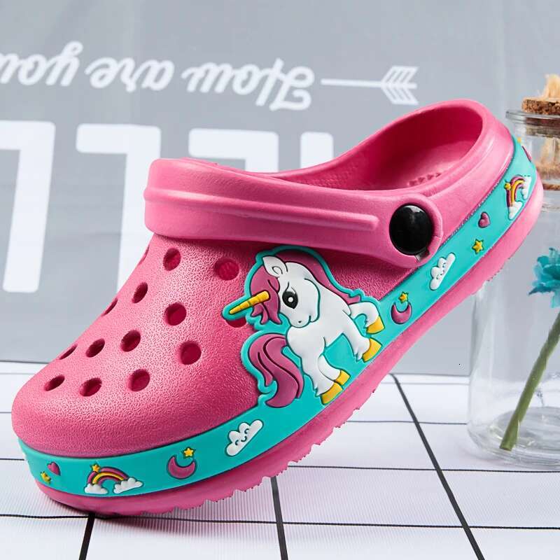 Children Shoes Baby Boys Cartoon Excavator Print Clogs Summer Breathable Soft Indoor Sports Boy Slippers