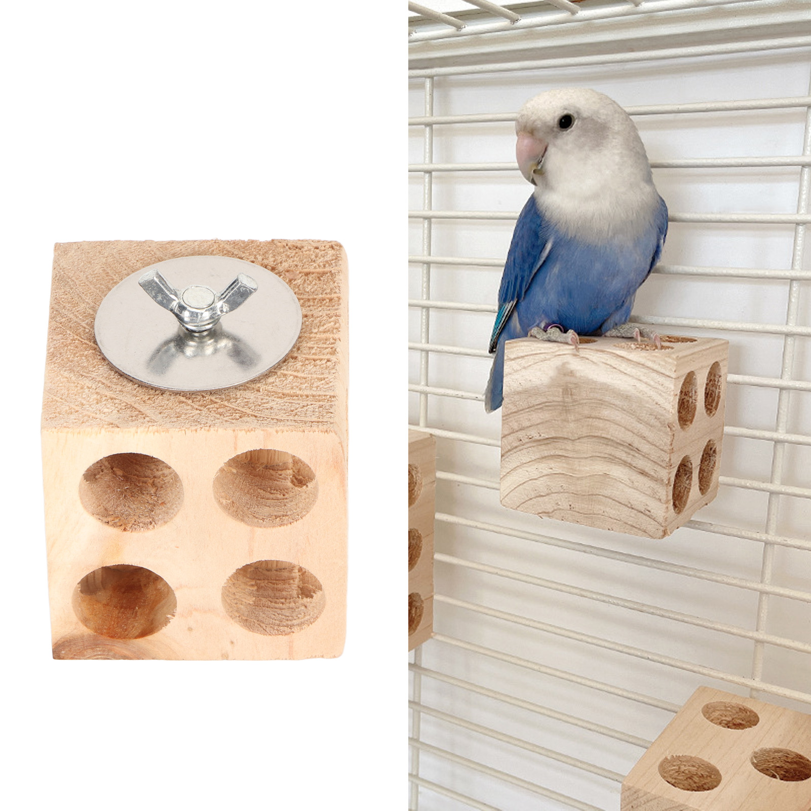 Bird Block Toy Foraging Shredding Wooden Parrot Block Chewing Toy For Lovebirds Cockatiels Budgies