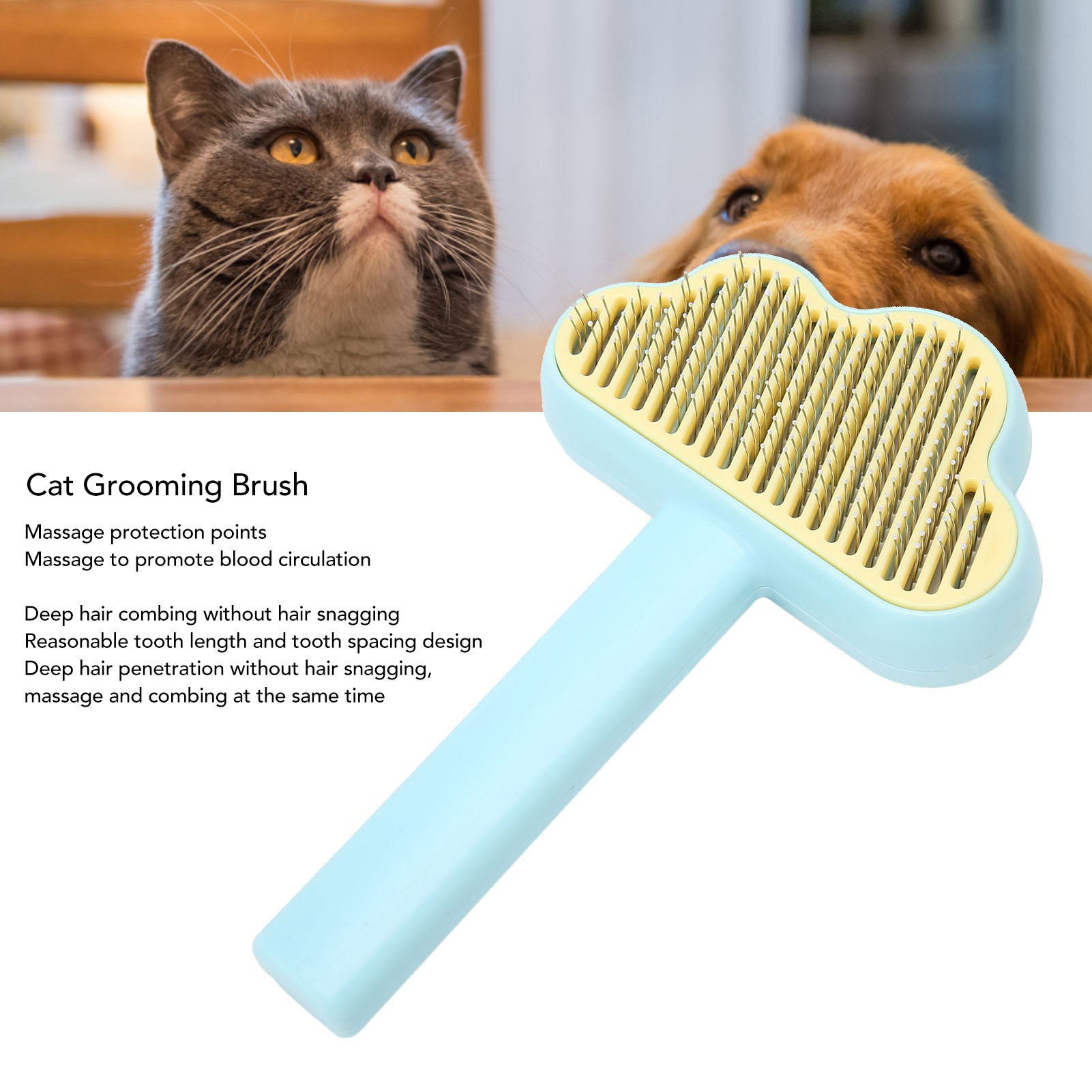 Cat Grooming Brush Self Cleaning Hair Removal Pet Shedding Brush For Long And Short Haired Dogs Cats