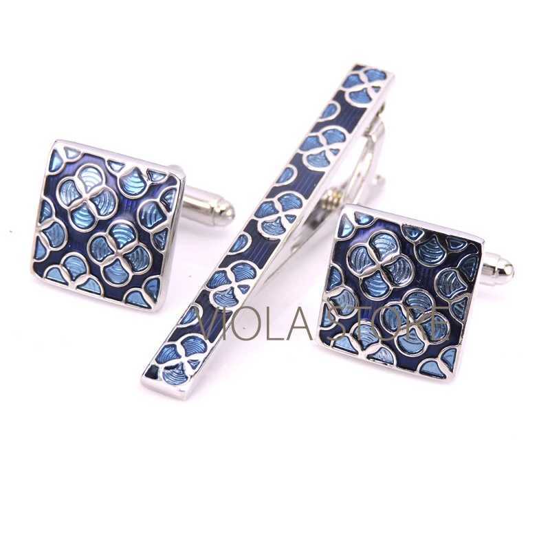 Top Luxury Saxophone Classy Stainless Tie Clip Cufflinks Sets Gentleman Business Wedding Sleeve Cuff Music Design Accessory GiftX240914