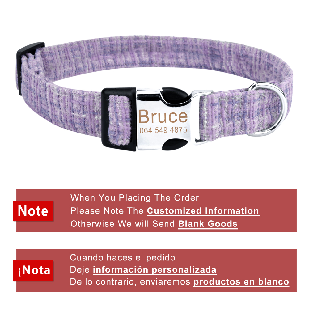 Personalized Dog Collars Custom with Pet Name and Phone Number Collars with Metal Buckle for Small Medium Large Dogs Cat Product