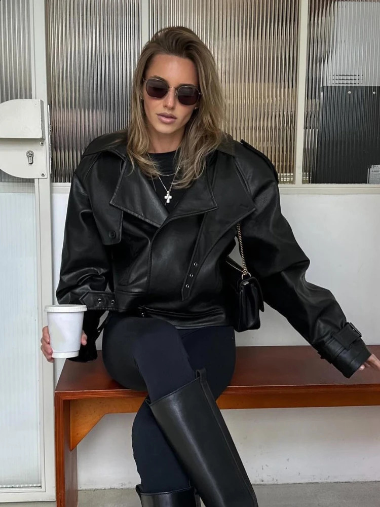 Elegant Vintage Wine Red Lapel Long Sleeve Jacket Chic Belt Slim Cropped Coat Spring Fashion Lady High Street Party Outerwear 240911