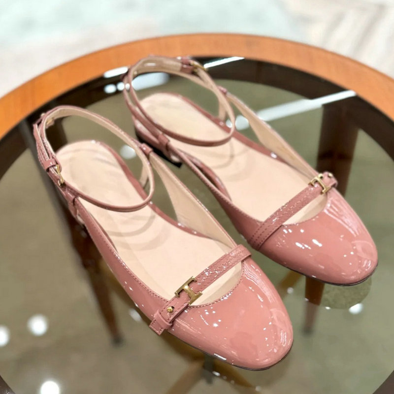 Round French Head One-e Buckle Flat Women'S Gentle Style Ballet Shoes Back Empty Toe Sandals 0407 51c4