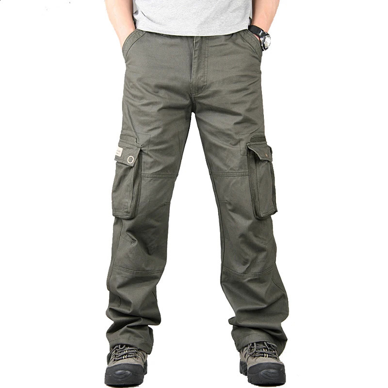 Cotton Cargo Pants Men Casual Long Trousers Spring Multi Pocket Pantalon Homme Tactical Work Pants Mens Clothing 240911