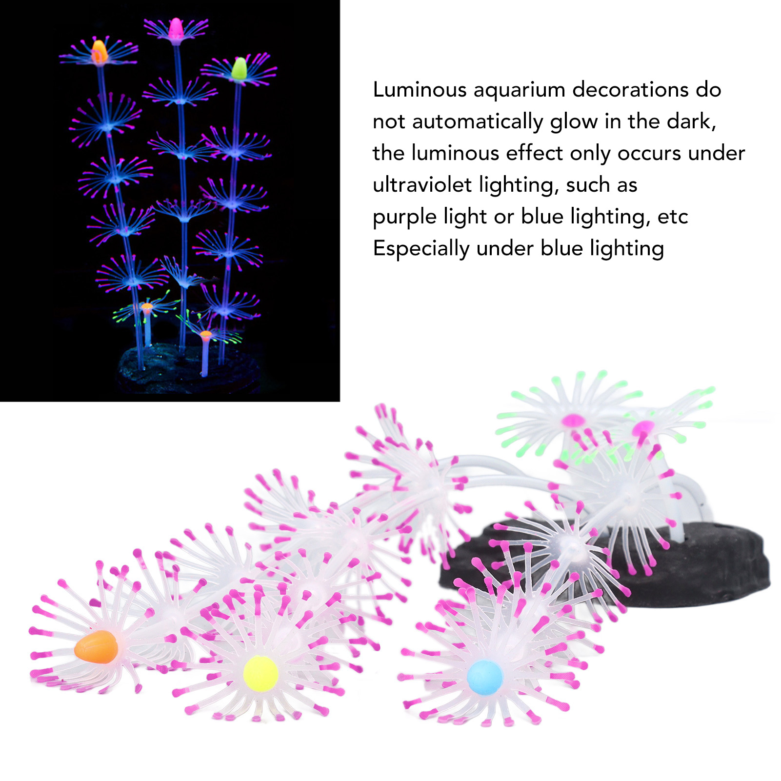 Silicone Glow Fish Tank Decorations, Artificial Coral Ornament, Innovative Landscaping, Glowing, Aquarium