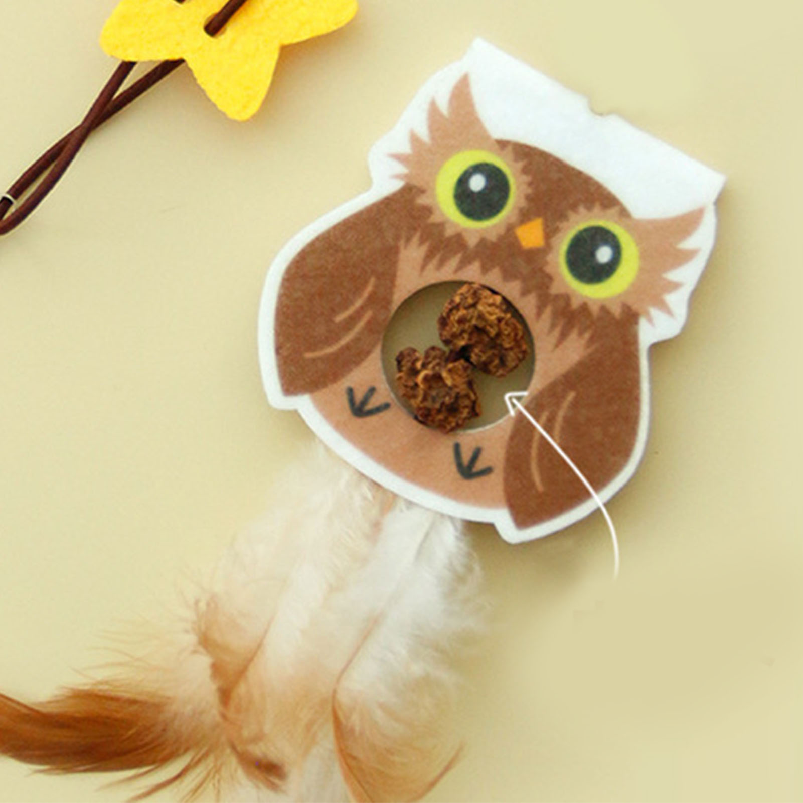 Retractable Cat Feather Toy, Long Elastic Cord Catnip Included, Bright Colors, Hanging Door, Wall Door, 6.6ft