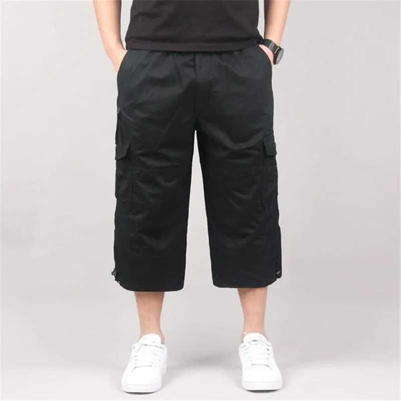 Mens Cargo Shorts Summer Loose Casual Pants Elastic Waist Large Size Outdoor Jogging Sweatpants Trend Multi Pockets Y240914