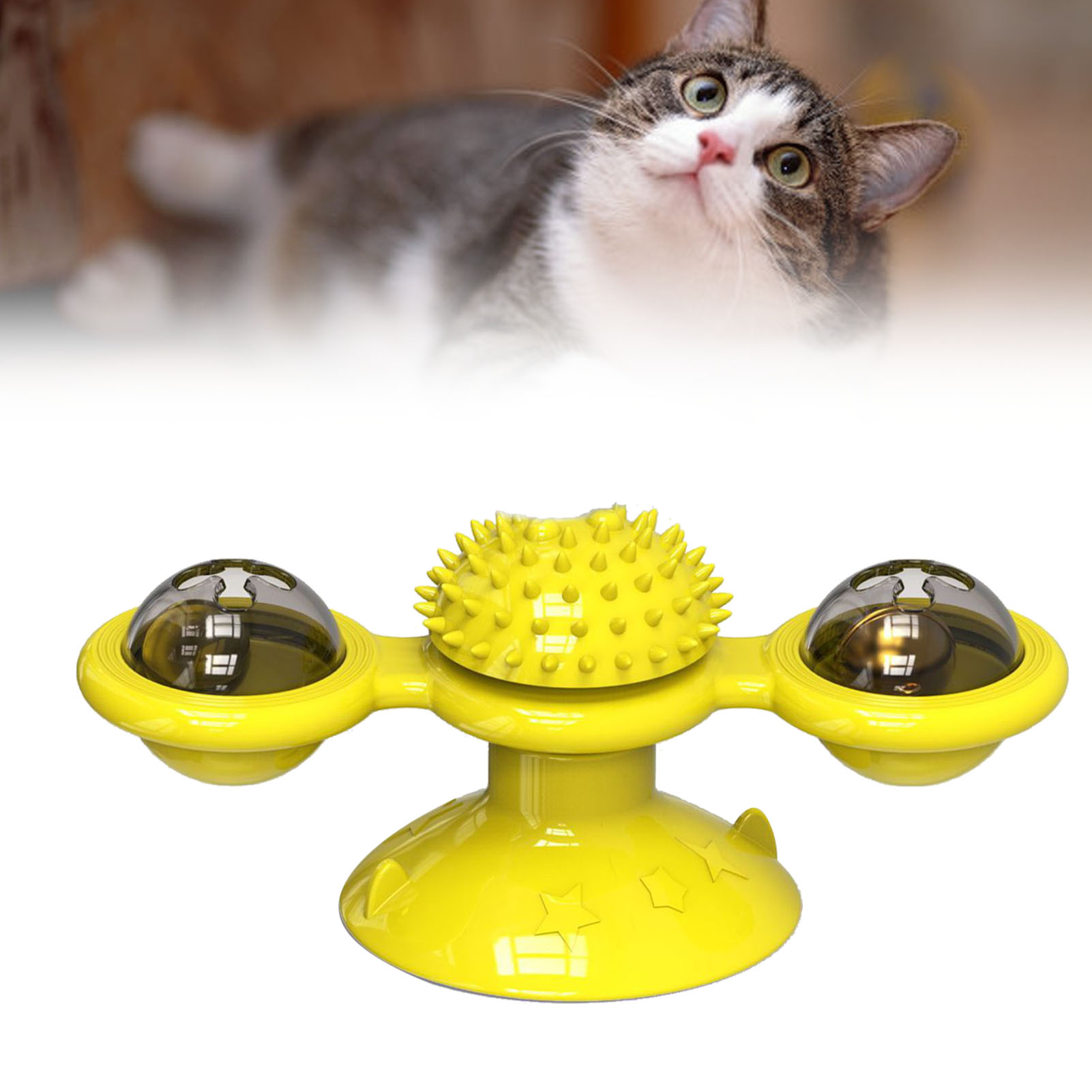 Windmill Cat Toy Rotating Interactive Multifunctional Kitten Comb Toy For Wall Door