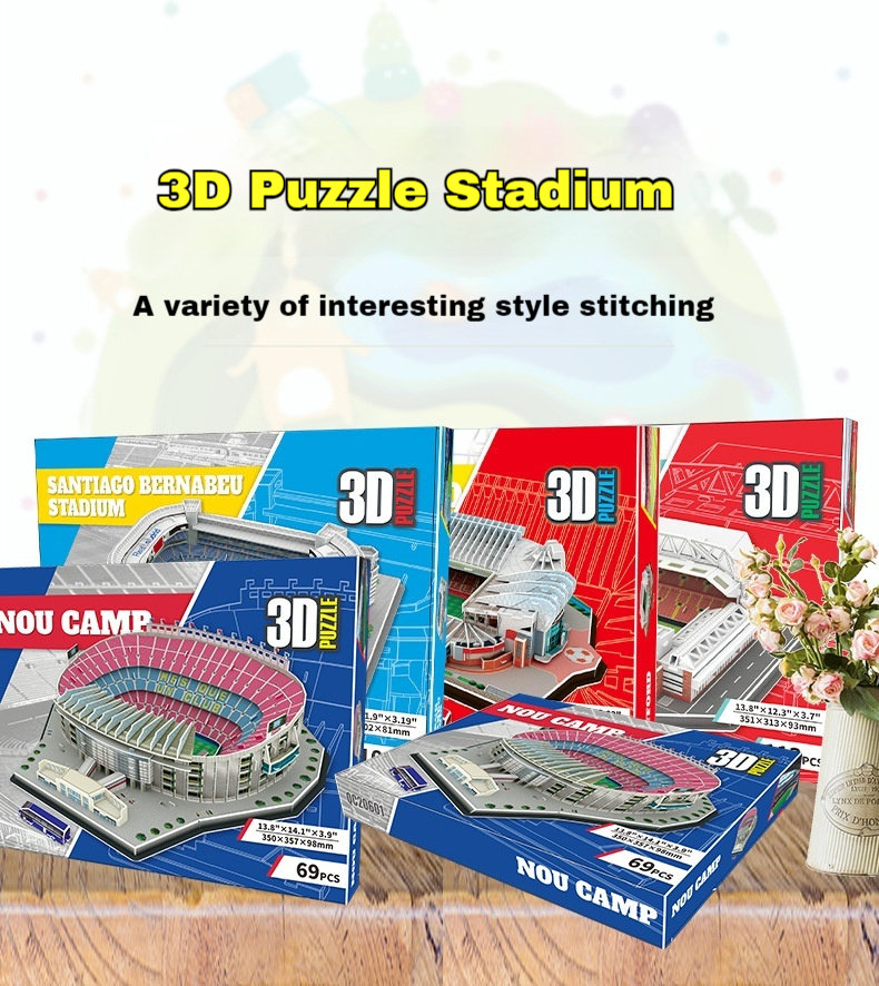 Interactive Architectural Bricks Toy Collection of World-Famous Stadia including Old Trafford and Barcelona's Nou Camp Football Field Toy Stadium