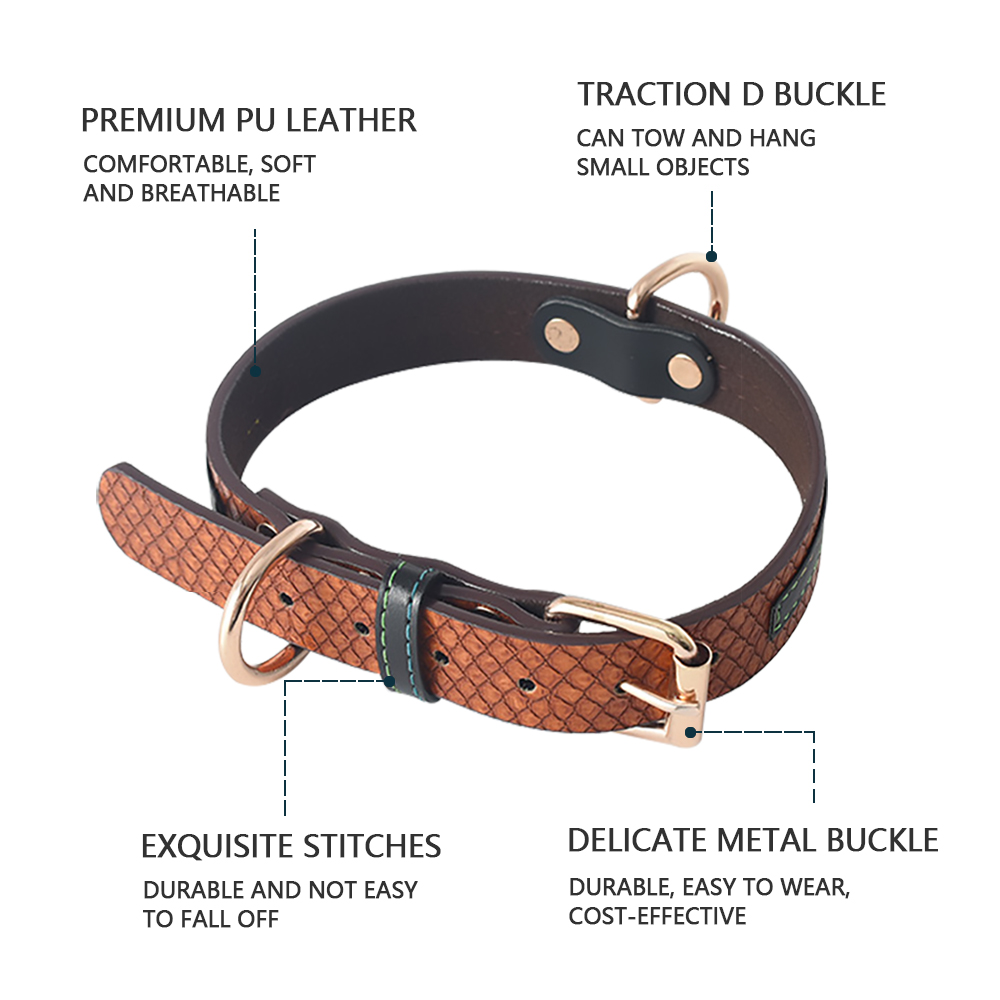 Adjustable Pet Collar with High Quality Metal Buckle Sturdy and Durable Leather Dog Collar, for Large and Medium Small Dogs Cats