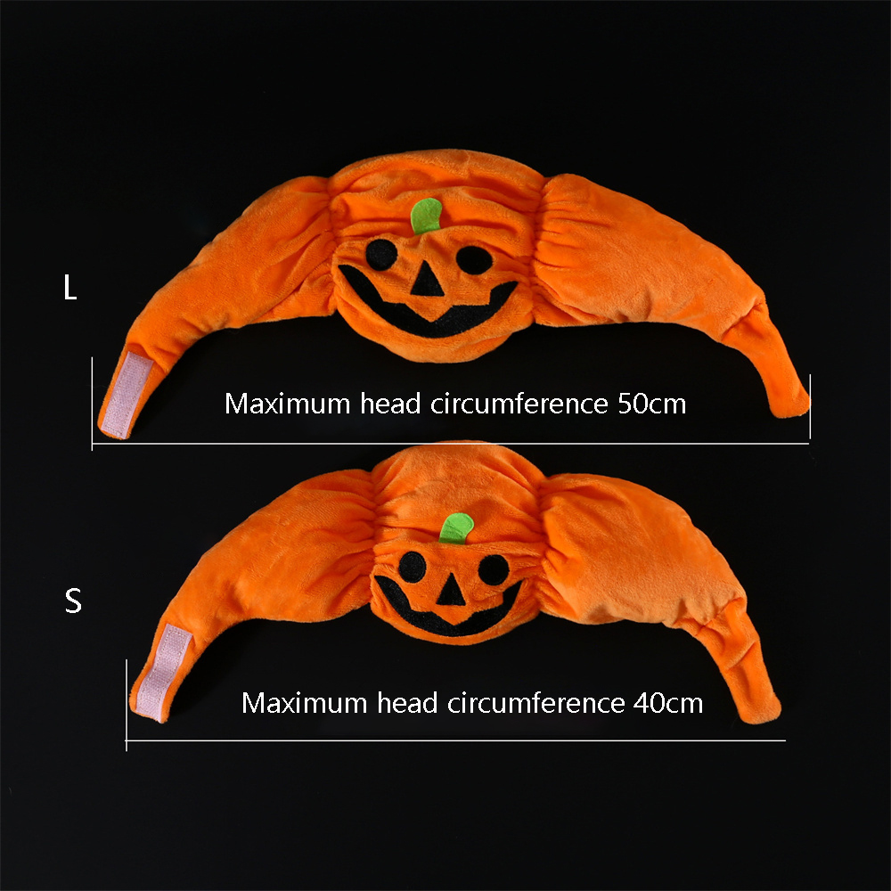 Pet Hood & Bib Set,Cat Dog Halloween Pumpkin Hat Spooky Bib Set Cartoon Plush Hood Photography Props Dress Up Holiday Decoration