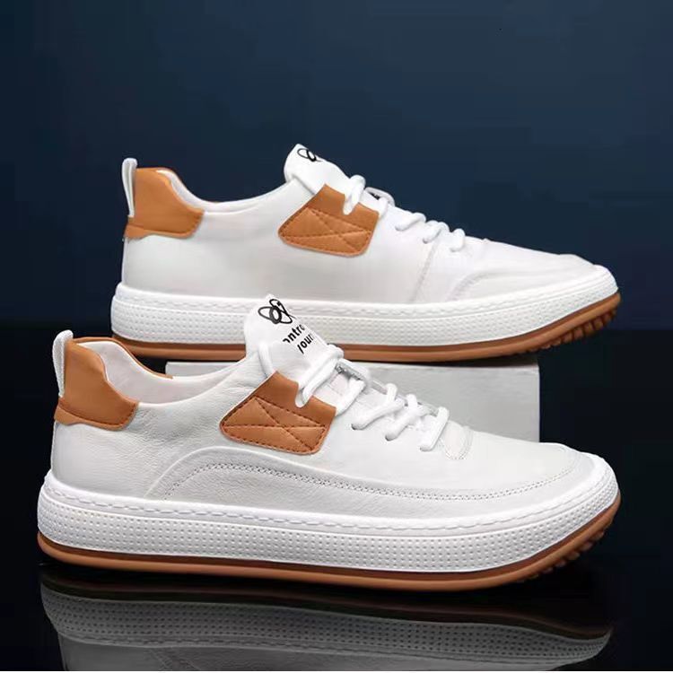 2024 New fashion trend anti-slip gum out-sole PU leather upper men's flat plate board walking shoes sneakers for man