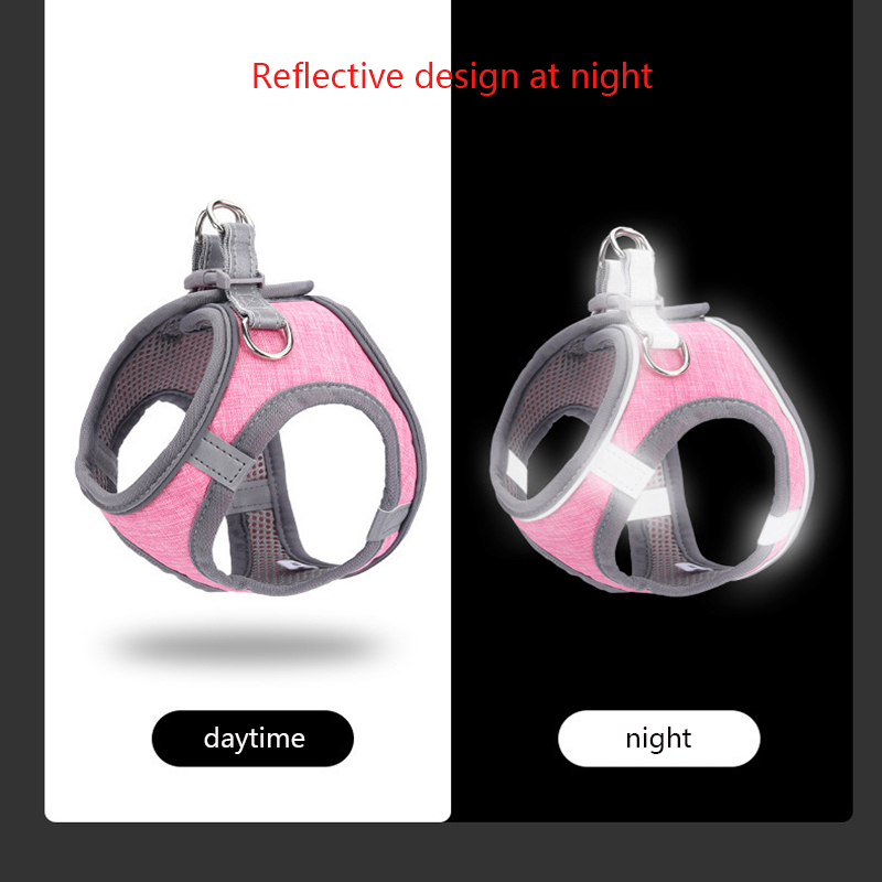 Small To Medium Dog Pet Harness Vest Cat Harness and Leash Set Adjustable Reflective Nubuck Harness for Dog Walking and Training