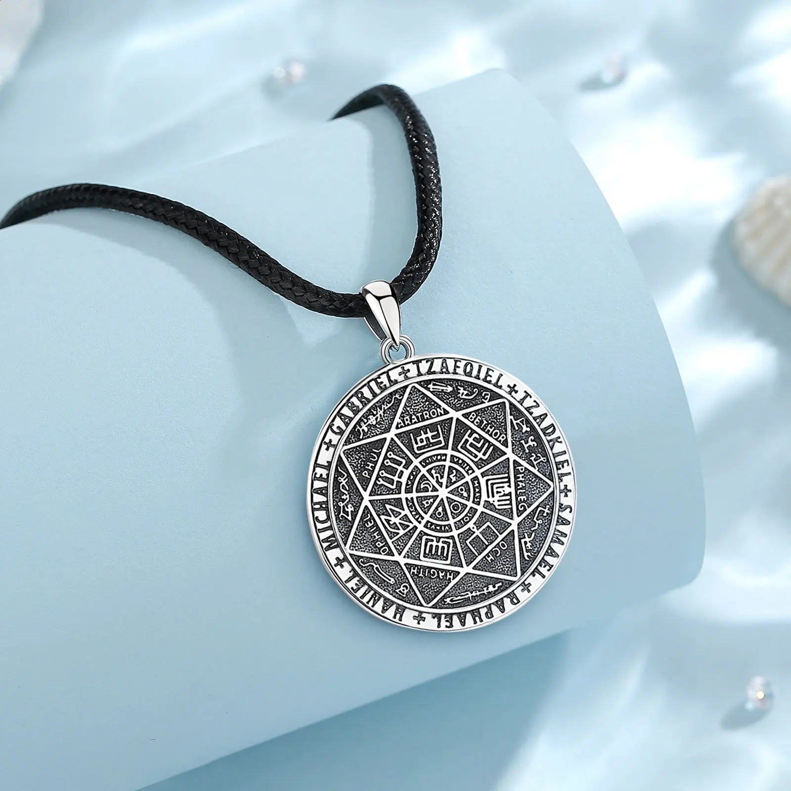 Eudora 925 sterling silver seven angel amulet necklace suitable for men women rune summoning magic circle pendant religious jewelry gift 240912