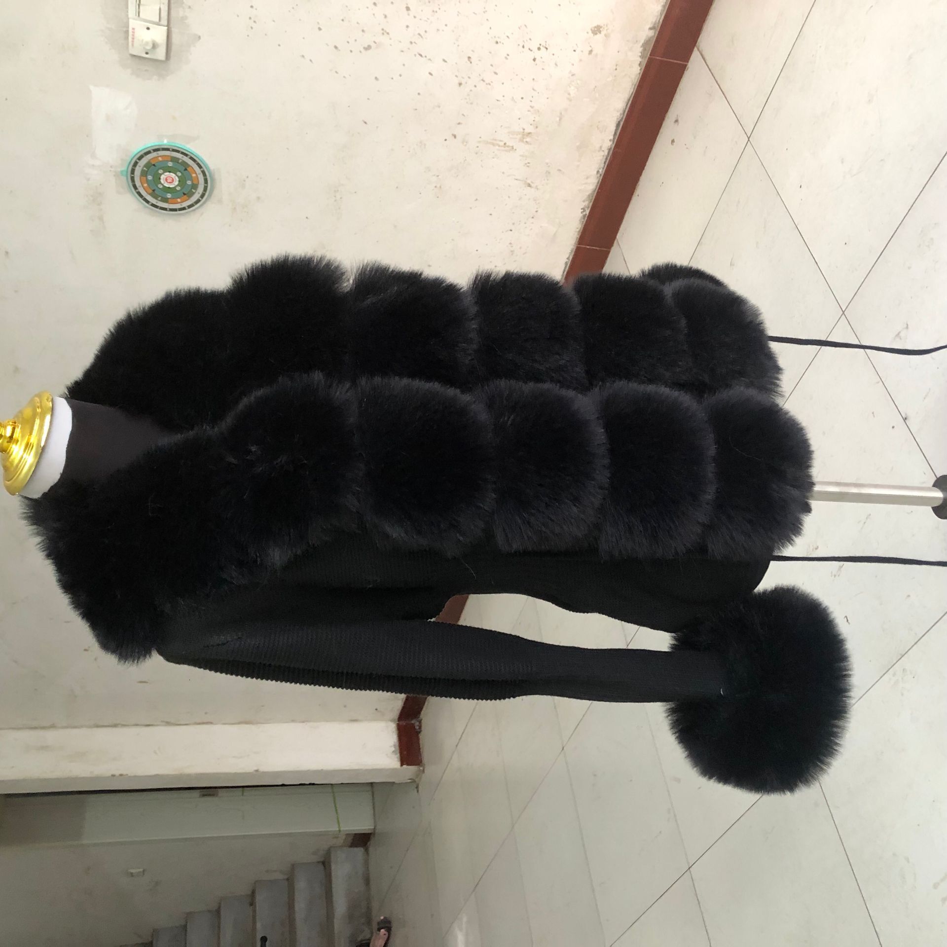 Women's Cropped Spring Autumn Hot Sale Knit Sweater Cardigan With Faux Fox Fur Collar Ladies Coat