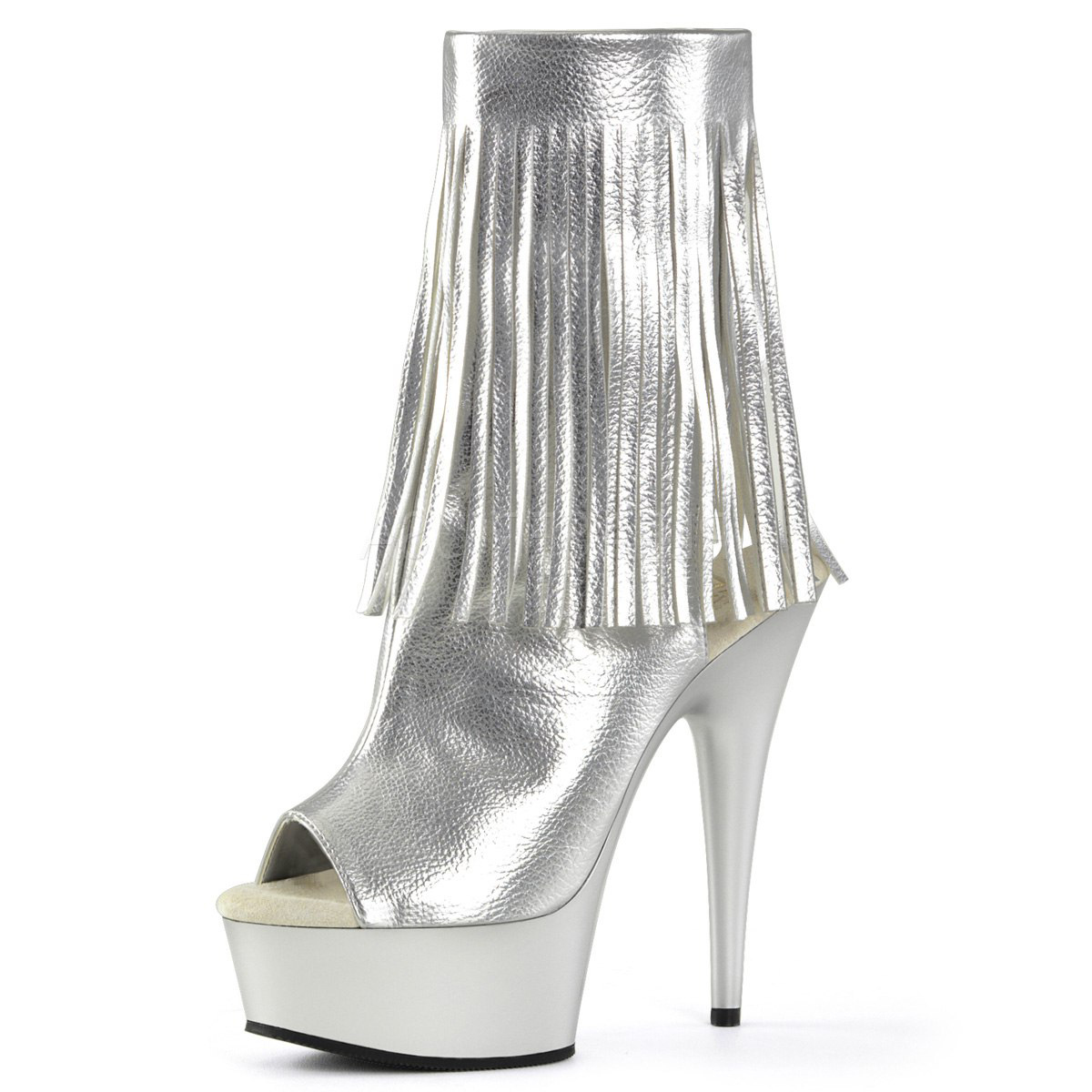 15cm Peep Toe Silver Fringe Strip Pole Dance Nightclub Gladiator 17cm Exotic Dancer Ankle Boots Catwalk Fashion Nightclub Stage