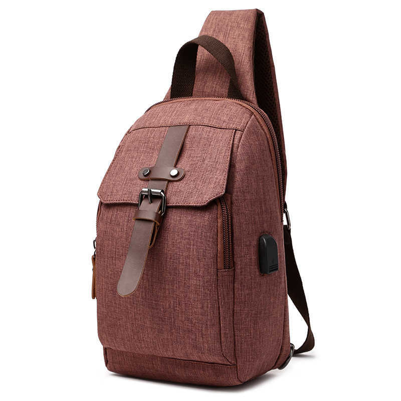 Solid color anti splash single shoulder bag middle school student schoolbag Korean college style backpack men's fashion leisure travel bag 240915