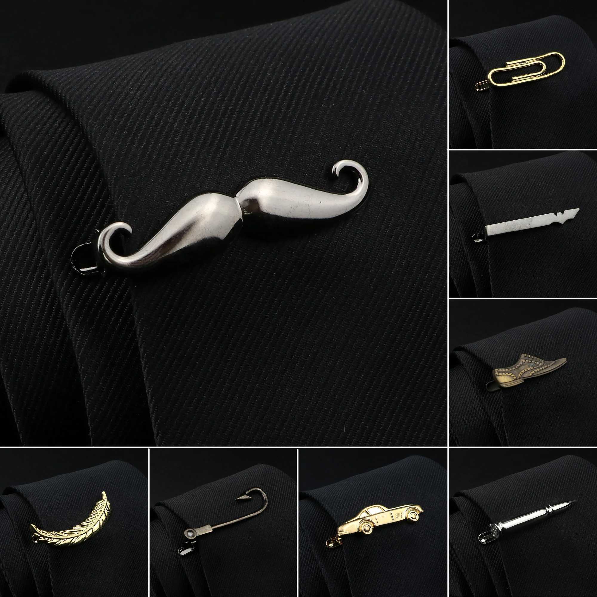 Gold Silver Color Feather Gun Pen Beard Shape Metal Tie Clip For Men Tie Bar Necktie Clips Pin Wedding Tie Men Jewelry GiftX240914