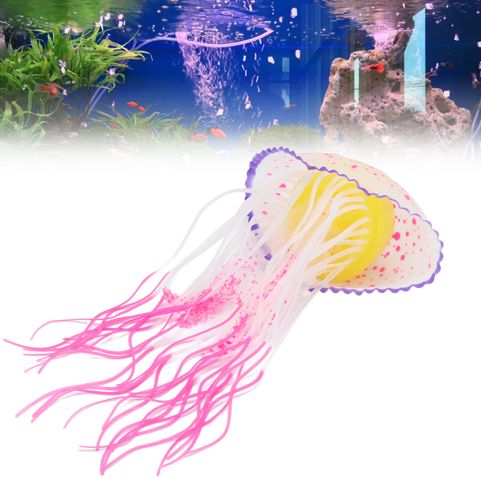 Floating Jellyfish for Aquarium and Fish Tank, Artificial Fluorescent Jellyfish Decorations