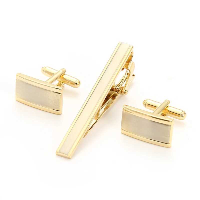Gold Colour Luxury A Suit Of Cufflinks Tie Clip Custom Mens Shirt Cuff Button Formal Dress Bridegroom Wedding Creative GiftsX240914