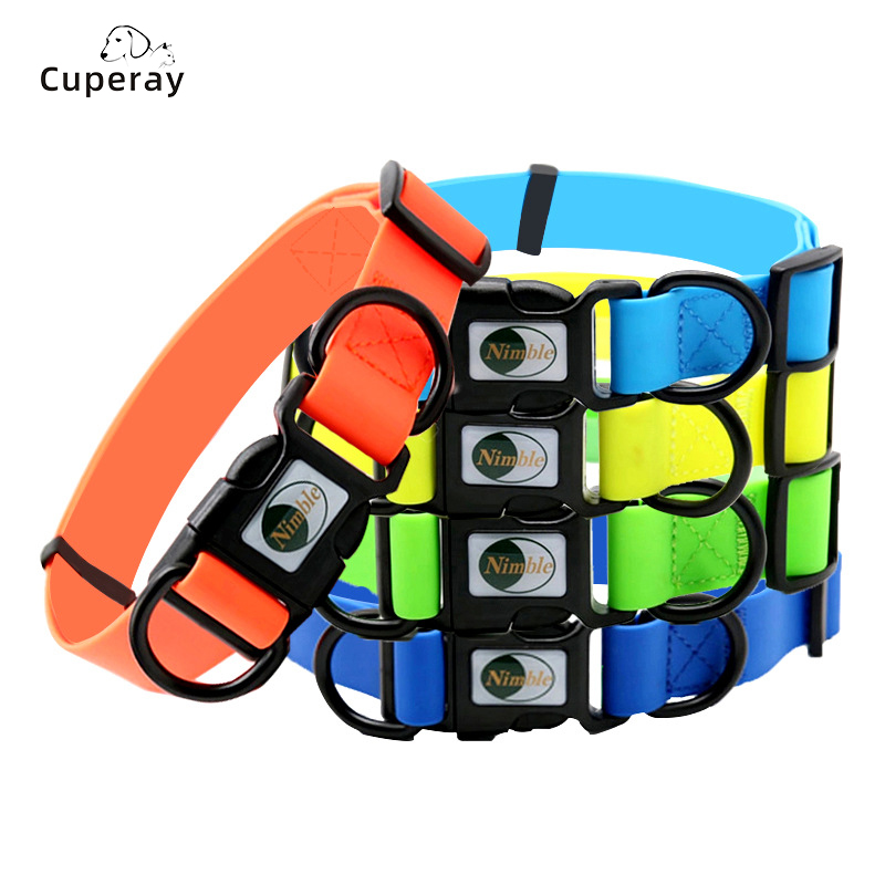 Dog Collar Waterproof Pet Collars Anti-Odor Durable Adjustable PVC & Polyester Soft with Towing D-ring Colorful Dog Collars