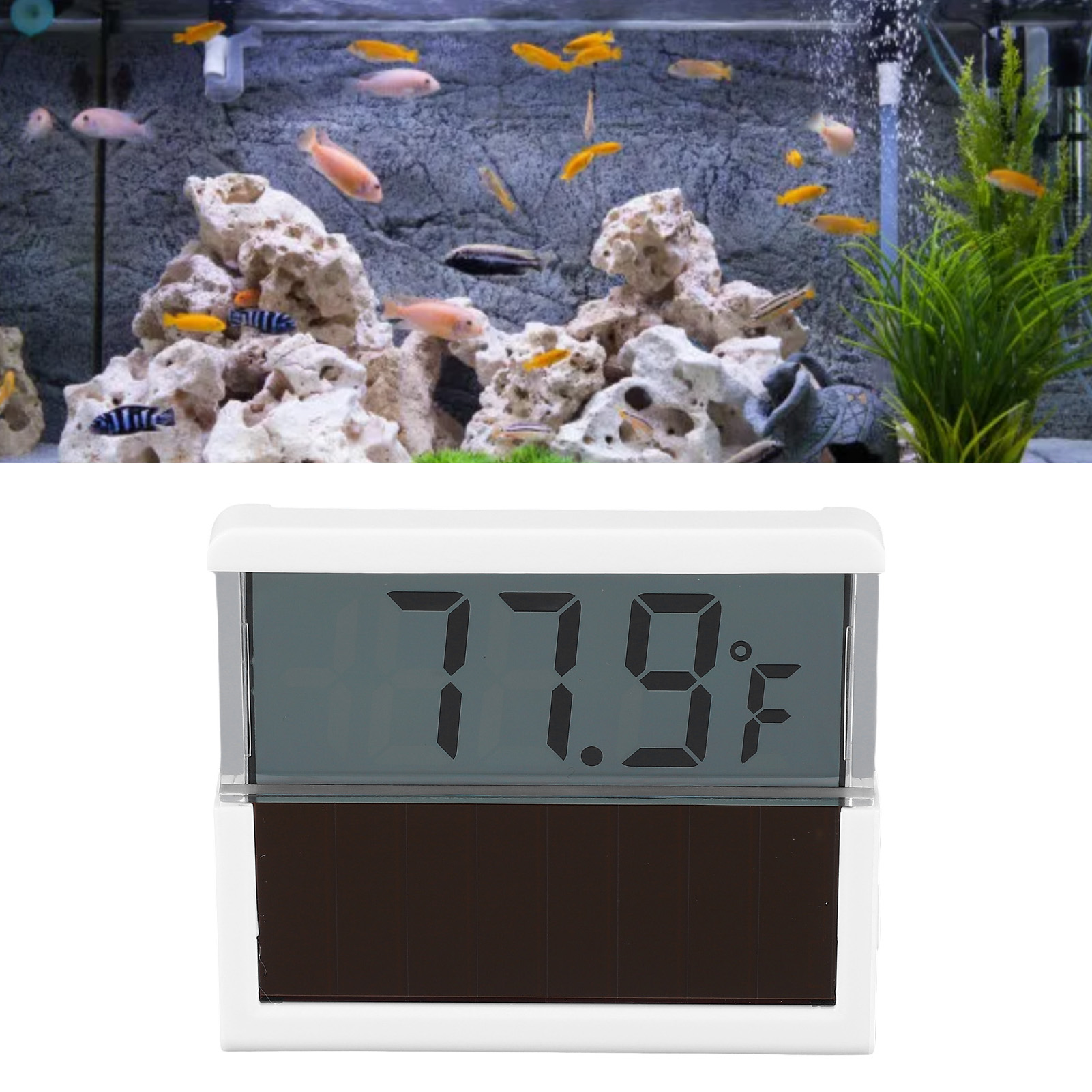 Solar Aquarium Thermometer Digital Transparent LCD Screen High Accuracy Solar Powered Thermometer For Fish Tank