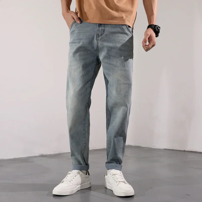 Harem Jeans Men Pants Slim Fit Stretch Casual Denim Pants Mens Clothing Man Trousers Streetwear Jeans Kpop Dark Blue Light 240912