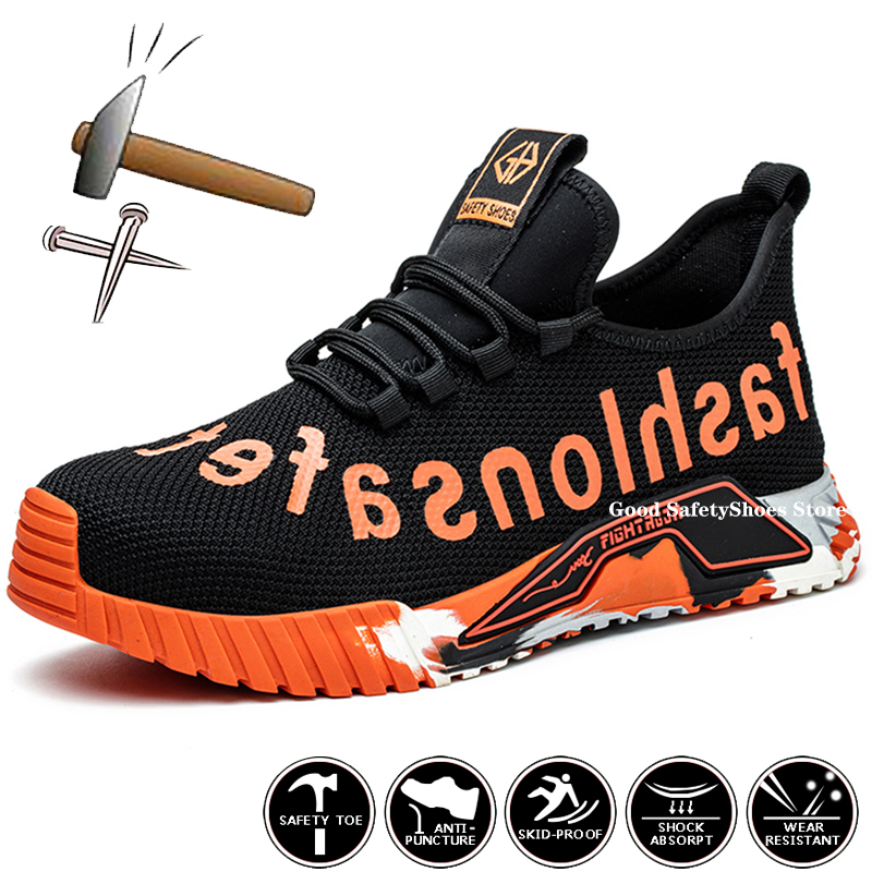 Safety Breathable For Sneakers Lightweight Anti-Smash Protective Work Men Women Steel Toe Shoes Footwear 220f
