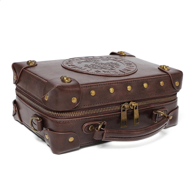 Retro Cross Body Bag for Women Steampunk Official Document Foreskin Leather Shoulder Messenger Square Side Phone Mens Style 240913