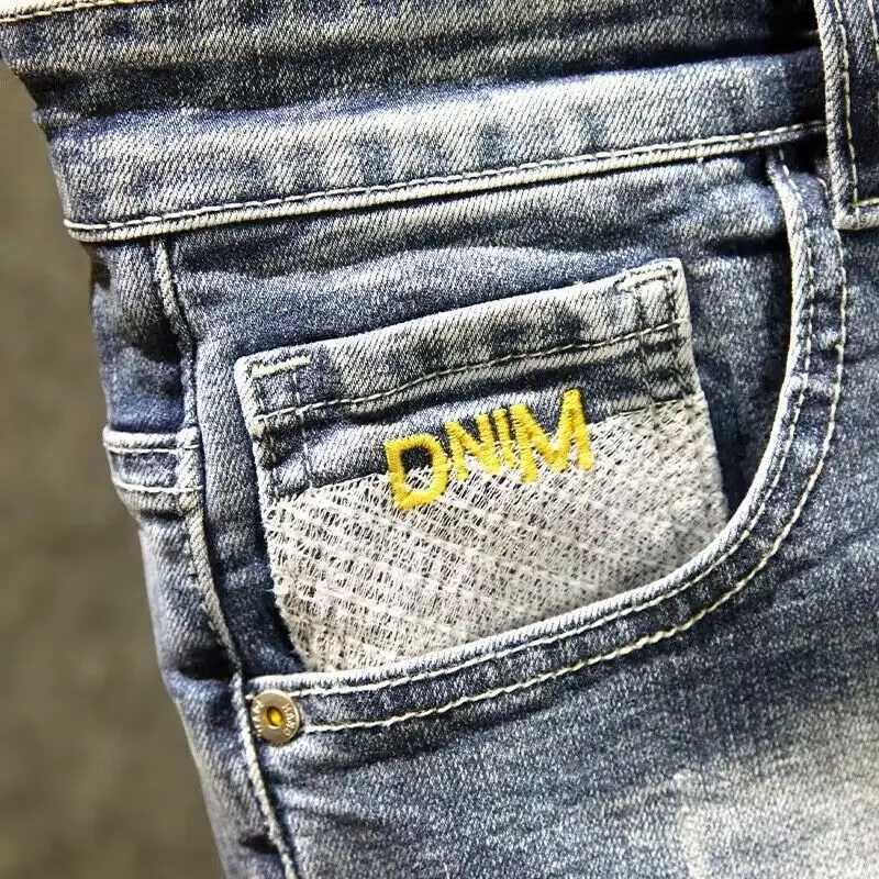 New Korean Fashion Summer Luxury Distressed Ripped Washed Jeans for Men Streetwear Designer Cargo Kpop Cowboy Punk Denim ShortsX240914