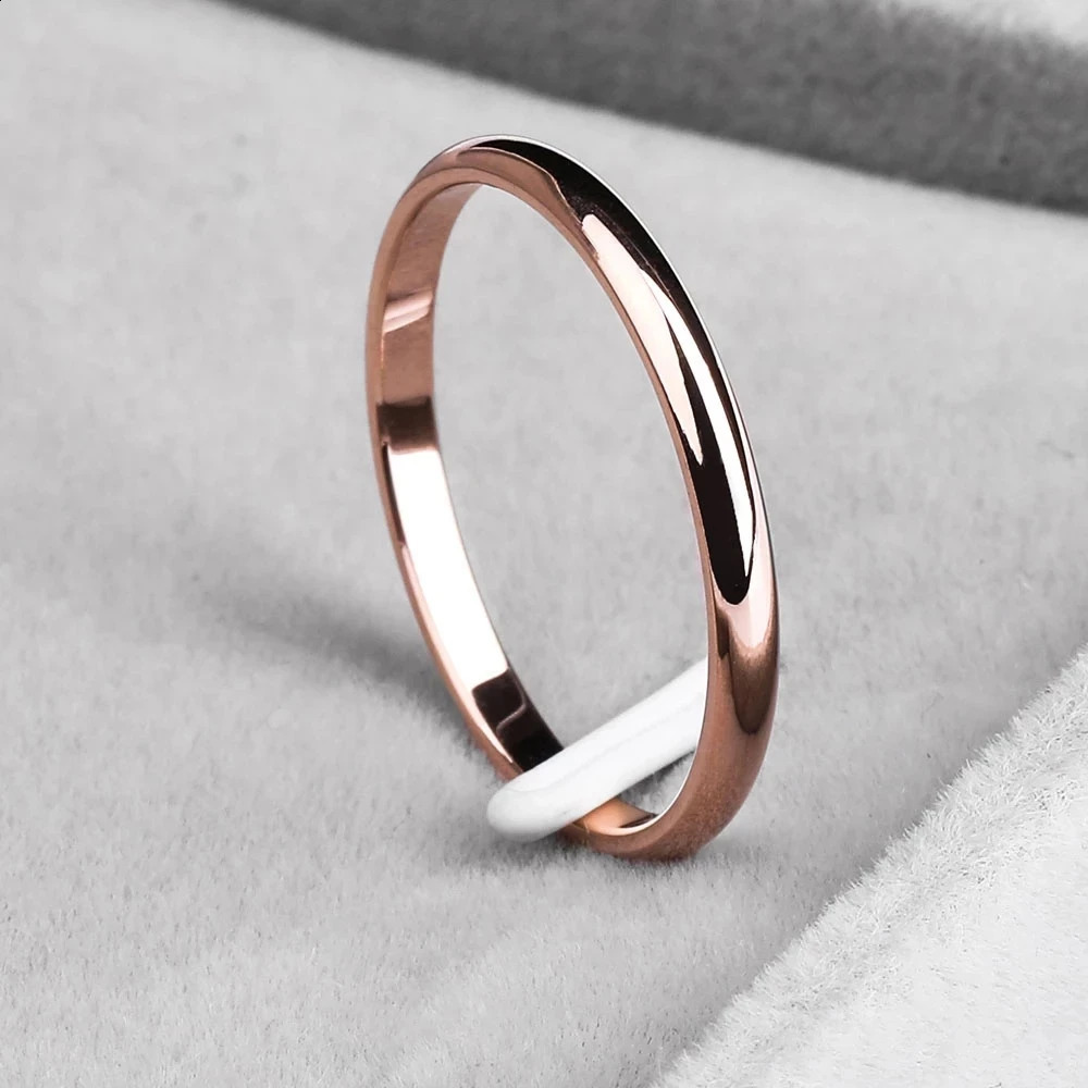 Ramos 2mmStainless Steel Rings Gold colour Antiallergy Smooth Simple Wedding Couples Bijouterie 240906
