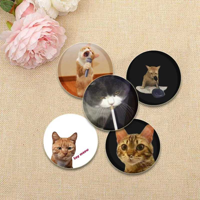 32/44/58mm Funny Cute Cat Badge Round Creative Brooches Fashion DIY Backpack Jewelry Accessory Gifts HD Print Handmade PinsX240914