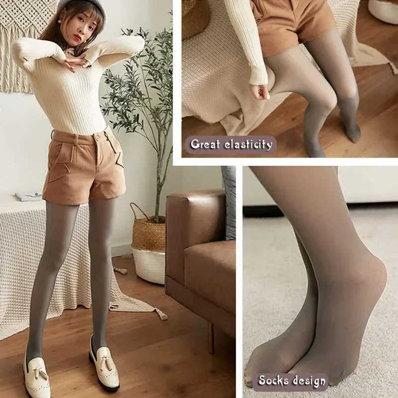 Womens Fleece Tights Ladies Warm Winter Tights Leggings Thick Fleece Panty Fake Translucent Pantyhose Thermal Stockings WomanX240914