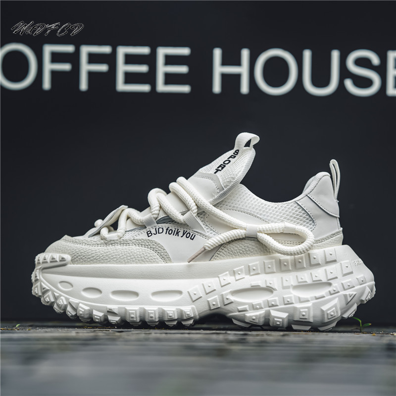 Men Sneakers New Chunky Designer Tire Bottom Sport Fashion Casual Leather Mesh Breathable Height Increased Flat Platform Shoes 5394 8e32
