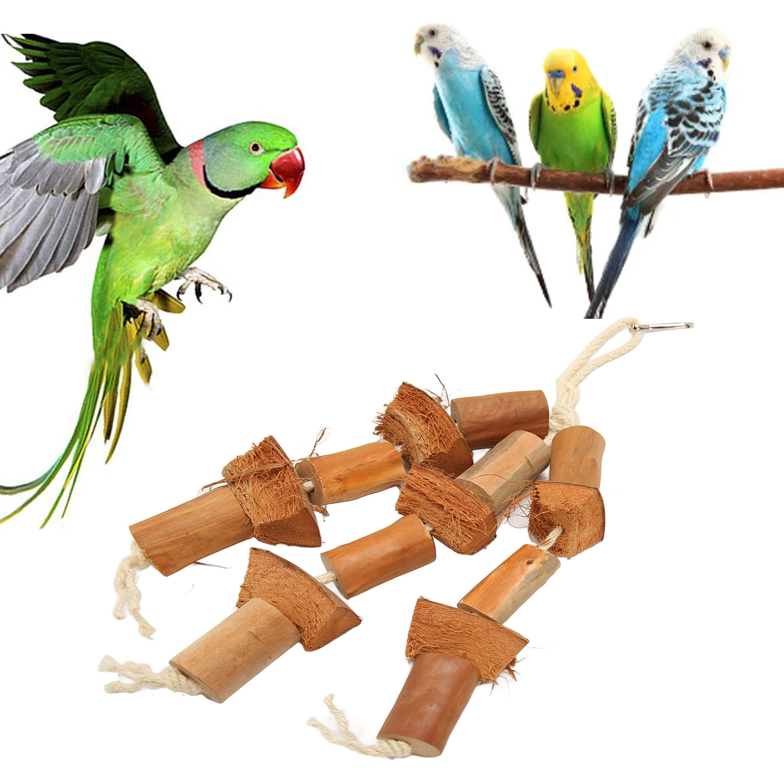 Bird Chewing Toys Logs Coconut Shell Beak And Claw Grinding Parrot Cage Toys For Conures Cockatiels Budgie Lovely Birds
