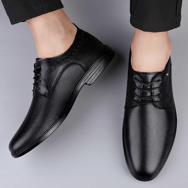 Men's Genuine Leather Oxford Shoes - Classic hot Lace-Up, Warm Winter Business Footwear