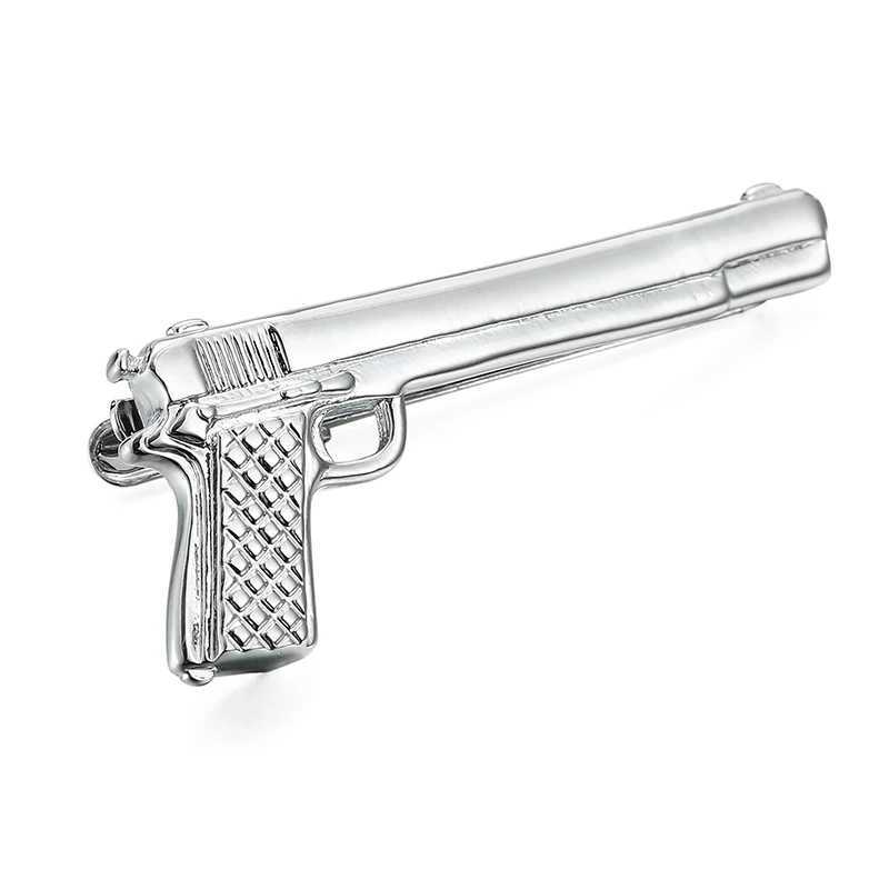 High quality pistol shaped tie clip brand new fashionable mens tie wedding shirt pin brass material tie clipX240914