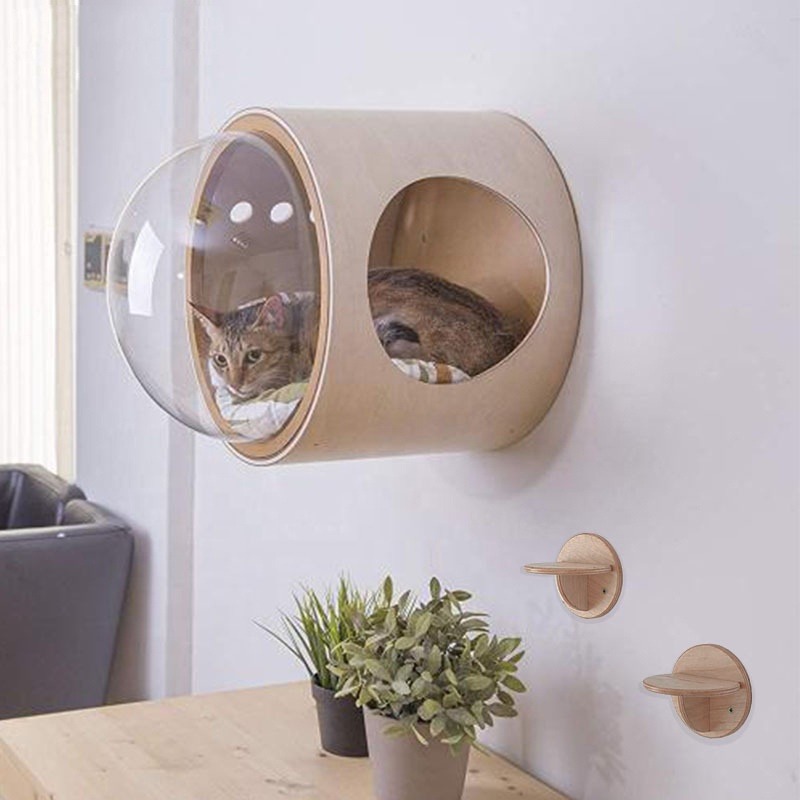 Spaceship Gamma Pet Bed for Cat and Dog, Window Perch, Tree Made of Wood, Wall Mounted, Indoor Cat, DIY Mansion Cat accessories