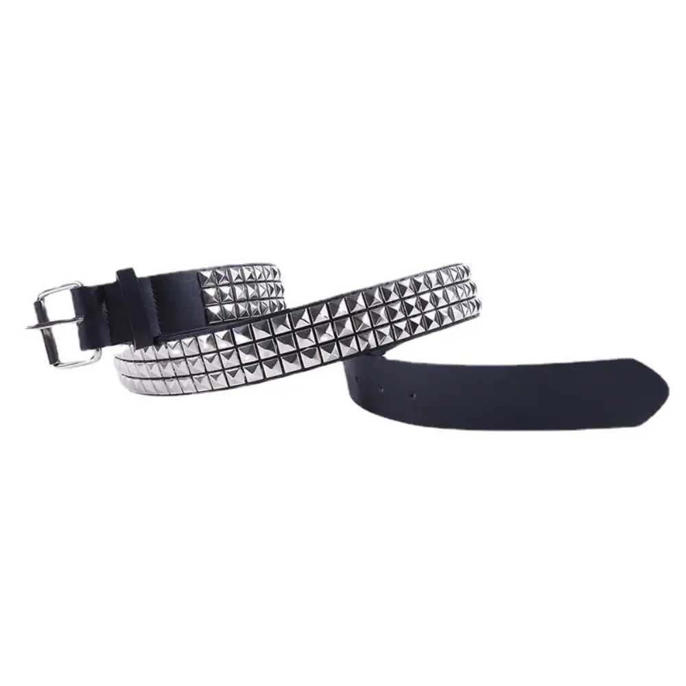 1PC Fashion Rivet Belt Men Womens Studded Belt Punk Rock With Pin Buckle Waistband Luxury Design Trouser Dress BeltsX240914