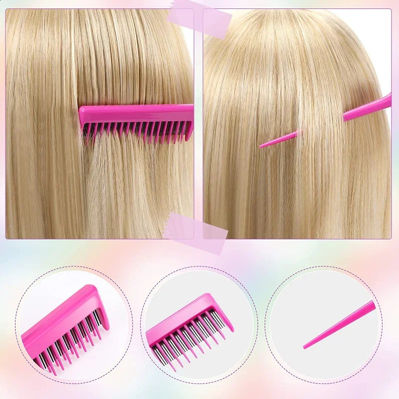 310pcs Hair Styling Comb Set Teasing Brush Triple Rat Tail Combs Edge Tools Braid Tool Loop 240911