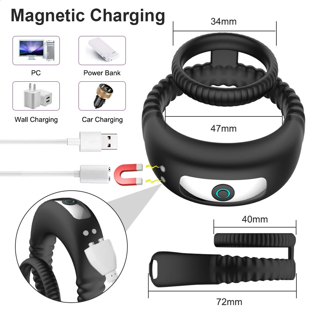 Vibrating Cock Ring for Men Ejaculation Delay Male Erectile Penis Ring G-Spot Prostate Massager Stimulator Sex Toy for Couples 240914