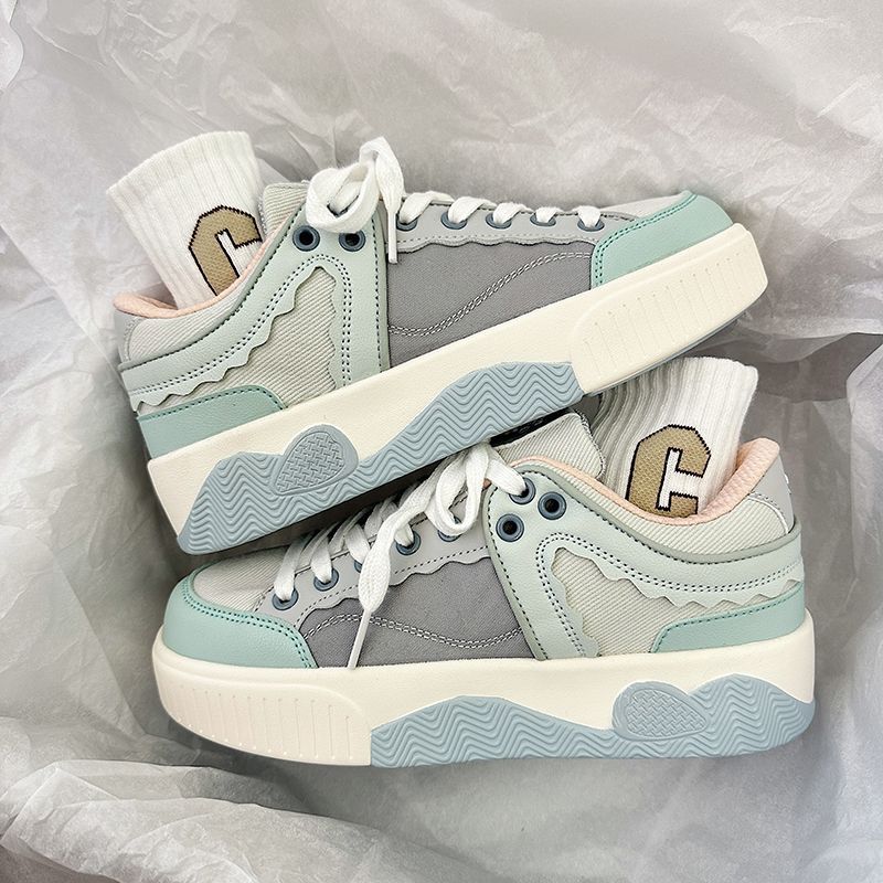 Cute 2023 Round Toe Women Sneakers Blue New Platform Comfortable Students Fashion Mens Shoes Vulcanized Lace-Up atillas Mujer 5ead