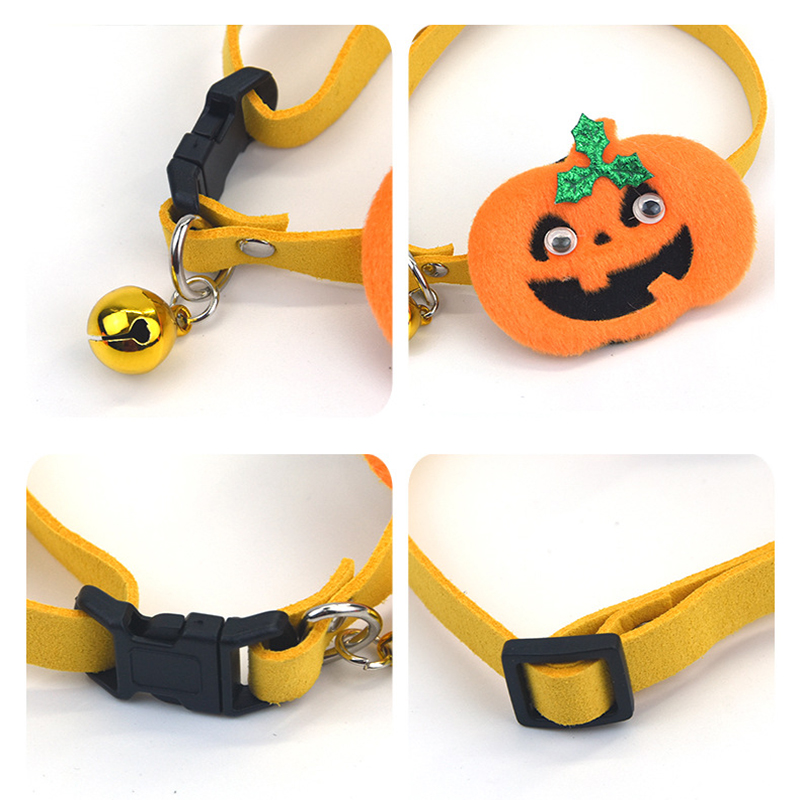 Pet Halloween Pumpkin Party Adjustable Dog Collars with Detachable Decoration Breakaway Halloween Collar for Puppy Cats Supplies