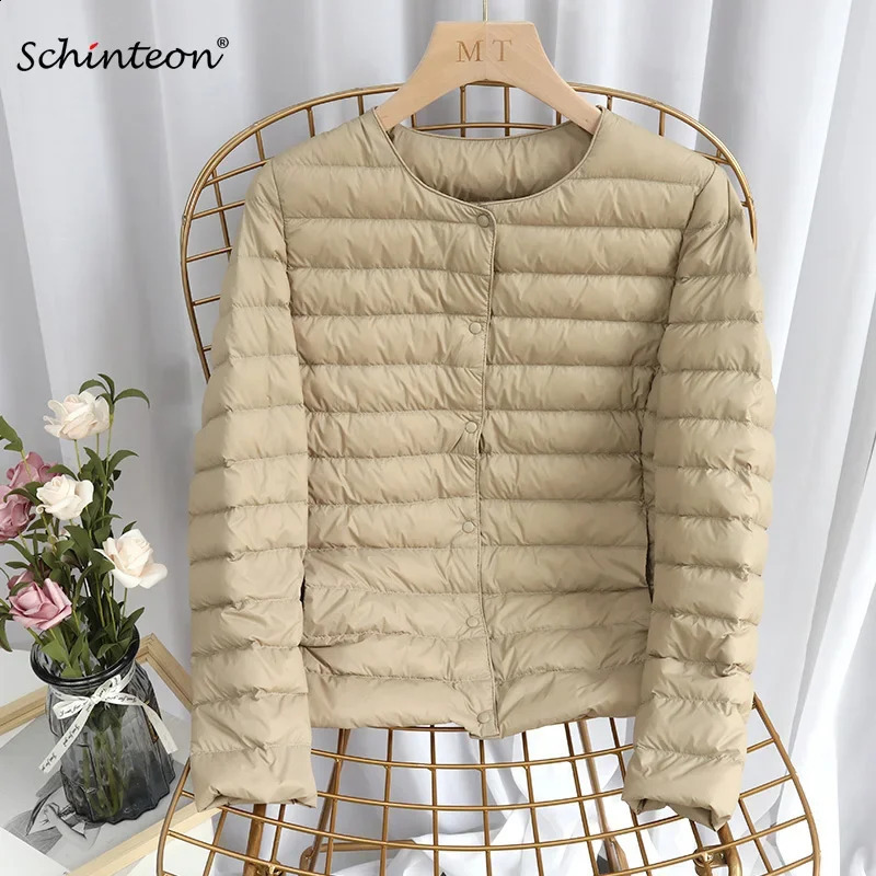 Sinton Womens Ultra Light Down Jacket 90% White Duck Down Slim Fit Coat Thin Inner Bottom Short Winter Autumn Coat 240913